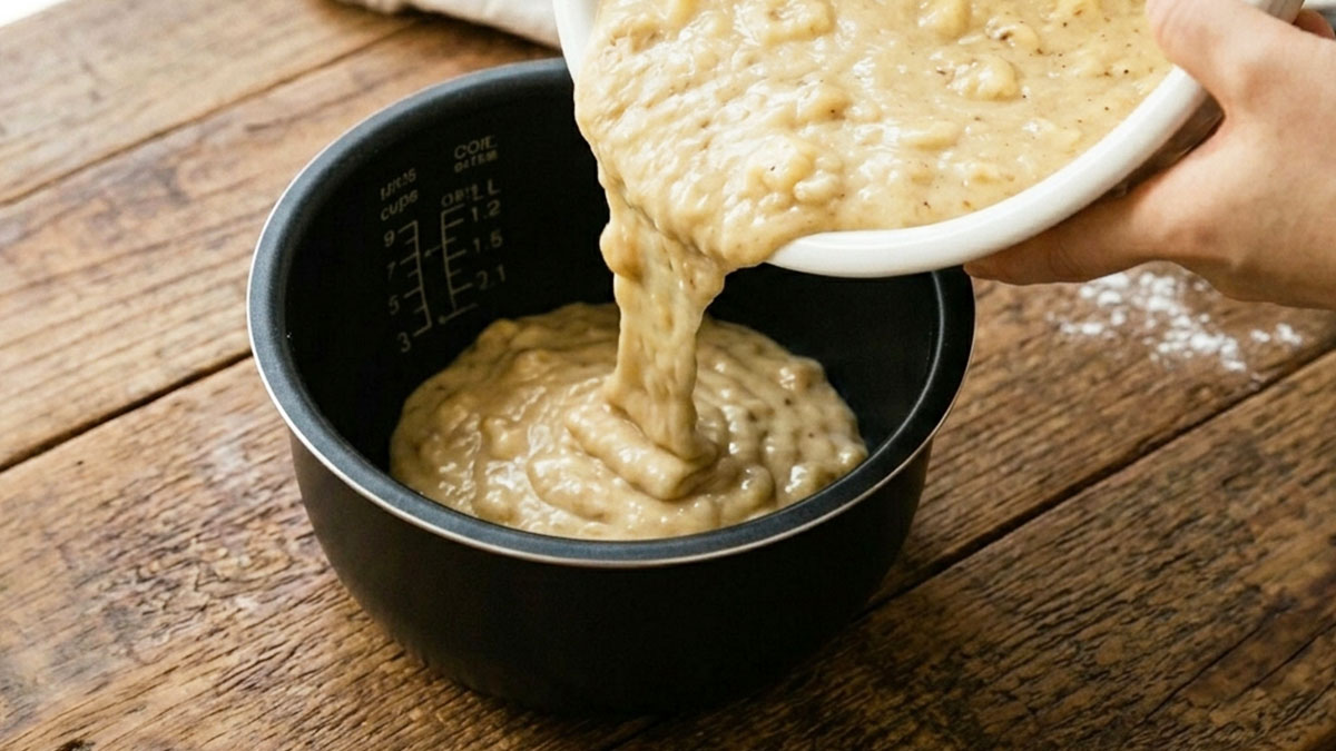 내솥에 반죽 넣기
