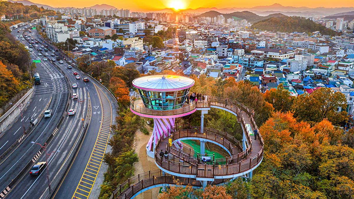 앞산 해넘이 전망대 항공뷰